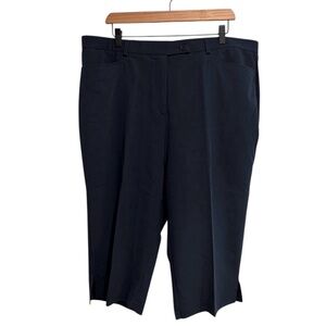 Soft Works Petites Women’s High Rise Navy Blue Cropped Capris Pants Trousers